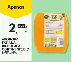Continente Abóbora fatiada biológica continente bio embalada promoção