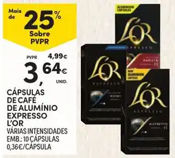 Continente Cápsulas de café de alumínio expresso l'or promoção