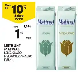 Continente Leite uht matinal selecionado meio gordo/magro promoção