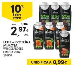 Continente Leite + proteína mimosa promoção
