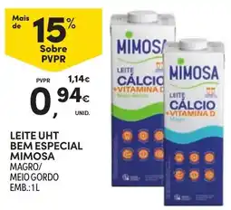 Continente Leite uht bem especial mimosa magro/meio gordo promoção