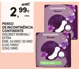 Continente Pensos de incontinência continente discreet normal/extra promoção