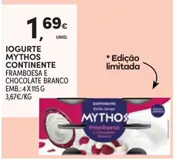 Continente Iogurte mythos continente framboesa e chocolate branco promoção