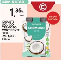Continente Iogurte líquido cremoso continente coco promoção