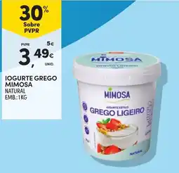 Continente Iogurte grego mimosa natural promoção