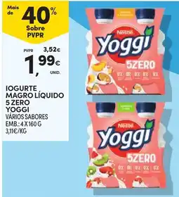 Continente Iogurte magro líquido 5 zero yoggi promoção