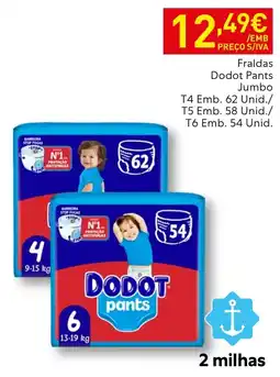 Recheio Fraldas Dodot Pants Jumbo promoção