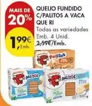 Pingo Doce A vaca que ri - queijo fundido c/ palitos a vaca promoção