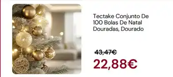 Tectake conjunto de 100 bolas de natal douradas, dourado