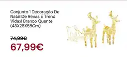 Worten Conjunto 1 Decoração De Natal De Renas E Trenó Vidaxl Branco Quente promoção