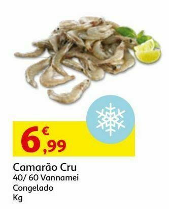 Auchan Camarão cru congelado 40/60:vannamei kg promoção
