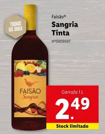 Lidl Faisão Sangria Tinta 1L promoção