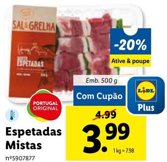 Lidl Espetadas Mistas 500g promoção