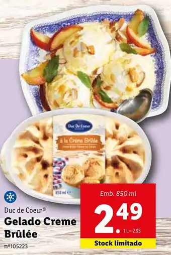 Lidl Duc de Coeur Gelado Creme Brûlée 850ml promoção