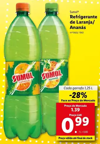 Lidl Sumol Refrigerante de Laranja/Ananás 1,25L promoção