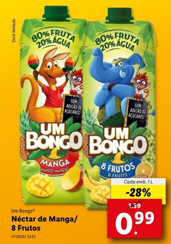 Lidl Um Bongo Néctar de Manga/ 8 Frutos 1L promoção