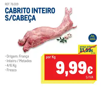 Makro Cabrito Inteiro s/Cabeça 4/6kg promoção