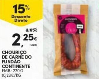 Continente Chouriço de Carne do Fundão Continente 220g promoção