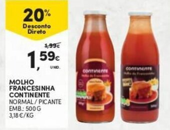Continente Molho Francesinha Continente 500g promoção