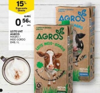 Continente Leite UHT Agros 1L promoção