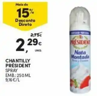 Continente Chantilly Président Spray 250ml promoção