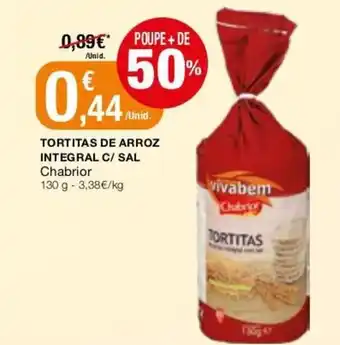 Tortitas de Arroz Integral C/Sal Chabrior 130g