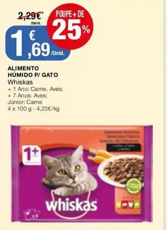Intermarché Alimento Húmido P/Gato Whiskas 4x100g promoção