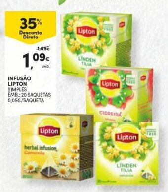 Continente Infusão Lipton 20 saquetas promoção