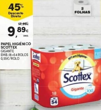 Continente Papel Higiénico Scottex 18=54 rolos promoção