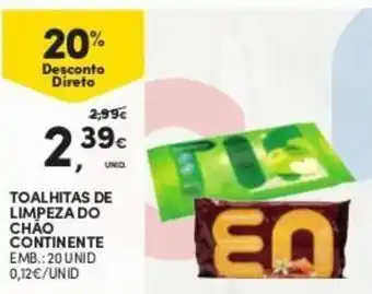 Continente Toalhitas de Limpeza do Chão Continente 20 unid promoção