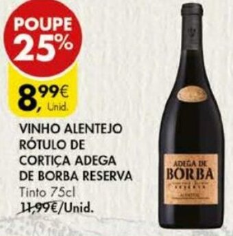 Vinho Alentejo Rótulo de Cortiça Adega de Borba Reserva 75cl