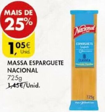 Pingo Doce Massa Esparguete Nacional 725g promoção