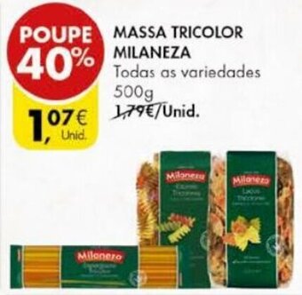 Pingo Doce Massa Tricolor Milaneza 500g promoção