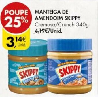 Pingo Doce Manteiga de Amendoim Skippy 340g promoção