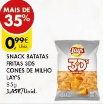Pingo Doce Snack Batatas Fritas 3DS Cones de Milho Lay's 85g promoção