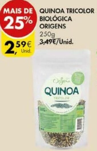 Pingo Doce Quinoa Tricolor Biológica Origens 250g promoção