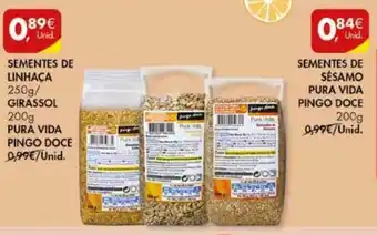 Pingo Doce Sementes de Linhaça 250g/ Girassol 200g/Pura Vida Pingo Doce promoção