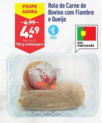 ALDI Rolo de Carne de Bovino com Fiambre e Queijo 700g promoção