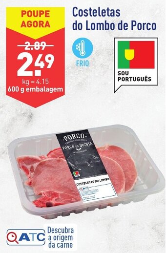 ALDI Costeletas do Lombo de Porco 600g promoção