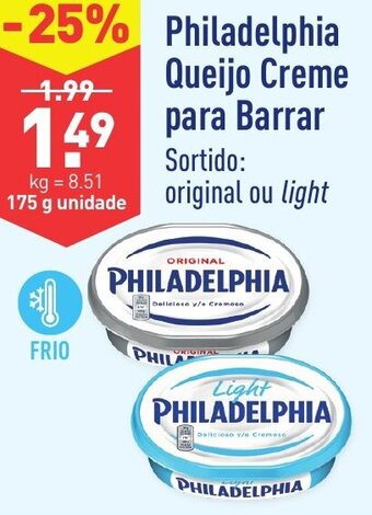 ALDI Philadelphia Queijo Creme para Barrar 175g promoção