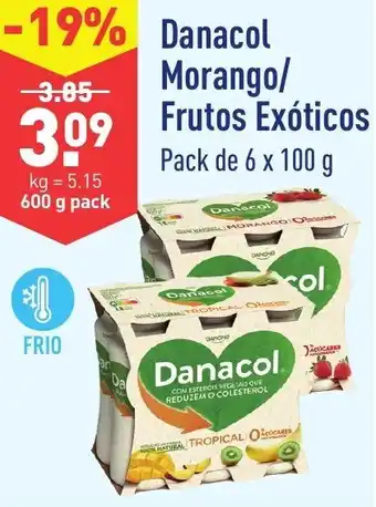 ALDI Danacol Morango/Frutos Exóticos 6x100g promoção