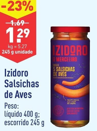ALDI Izidoro Salsichas de Aves 245g promoção