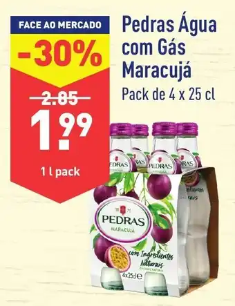 ALDI Pedras Água com Gás Maracujá 4 x 25cl promoção