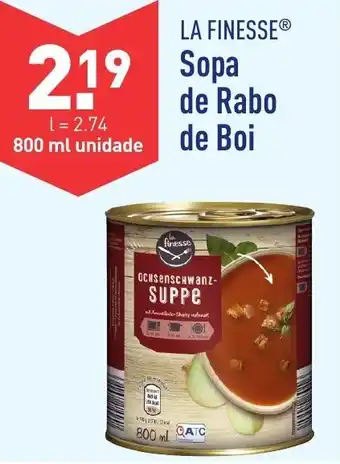 ALDI La Finesse Sopa de Rabo de Boi 800ml promoção