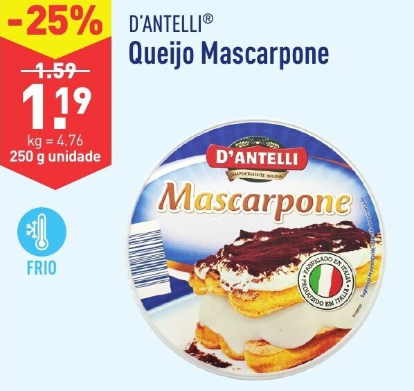 Promoção D'Antelli Queijo Mascarpone 250g em ALDI
