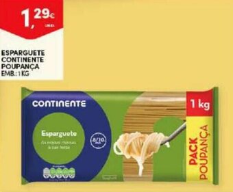 Continente Esparguete Continente Poupança 1kg promoção