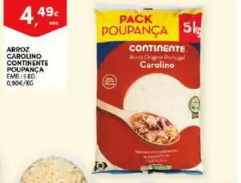 Continente Arroz Carolino Continente Poupança 5kg promoção