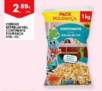Continente Cereais Estrelas Mel Continente Poupança 1kg promoção