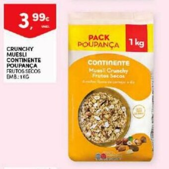 Continente Crunchy Muesli Continente Poupança 1kg promoção