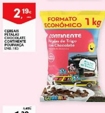 Continente Cereais Petalas Chocolate Continente Poupança 1kg promoção